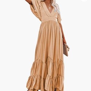 Maxi dress, size Large, pockets, flowy, dusty rose colored